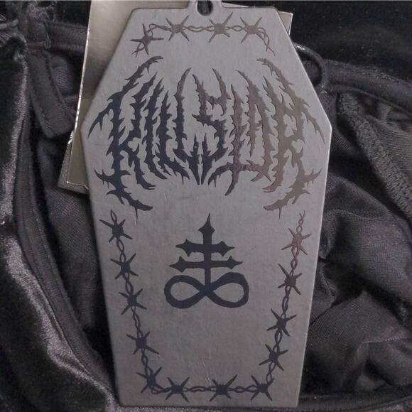 Killstar Womens Miss FurFur Fit & Flare Dress Black Skull Mini Velvet Goth L New - Picture 11 of 15